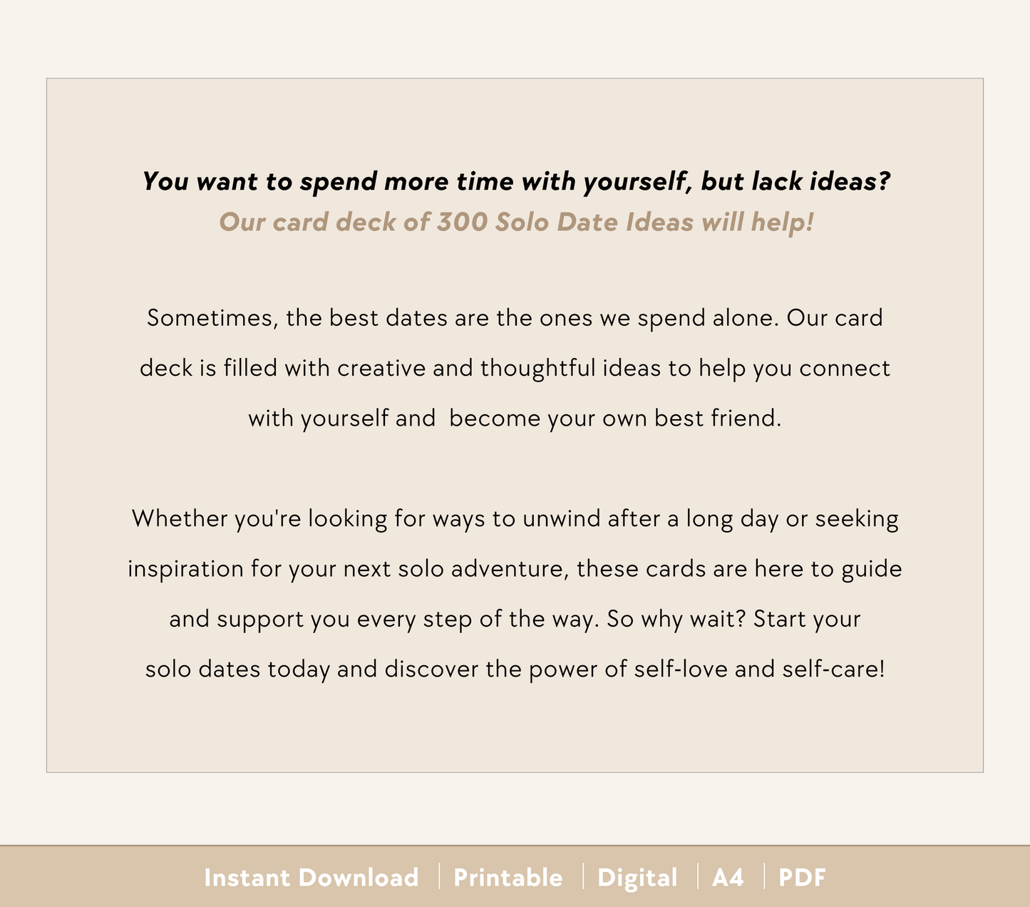 300 Solo Date Idea Cards