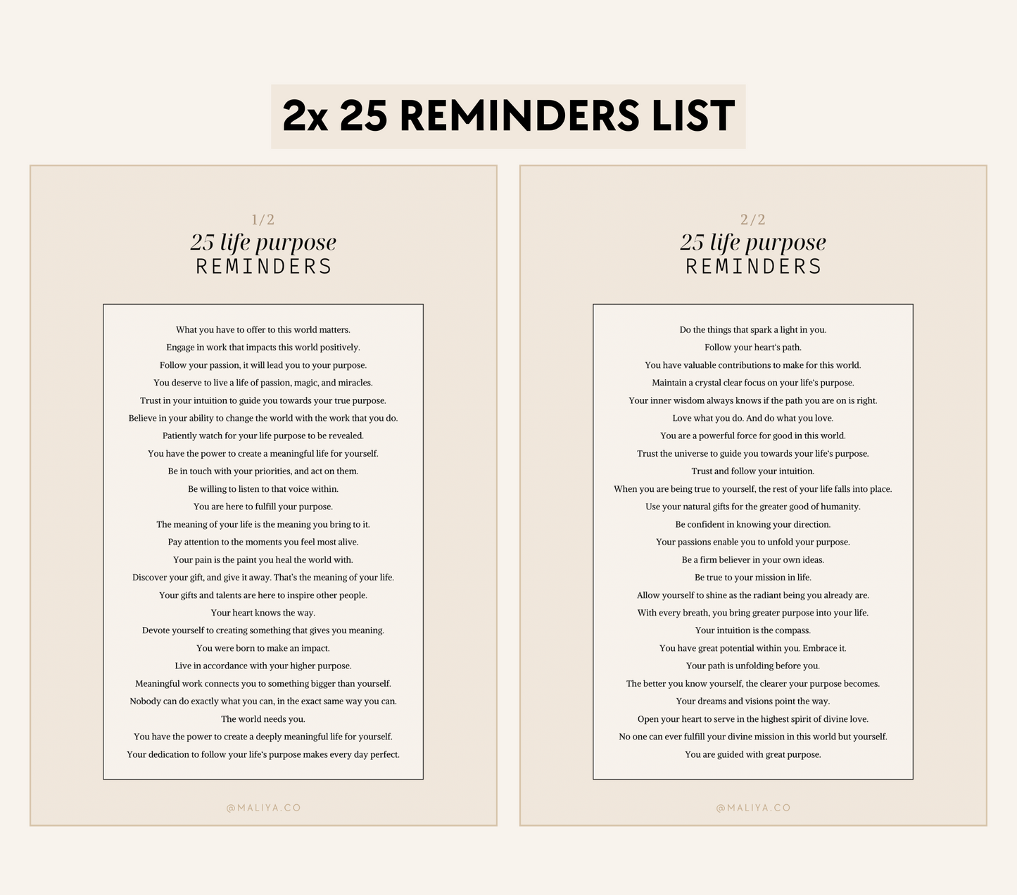 Life Purpose Reminders