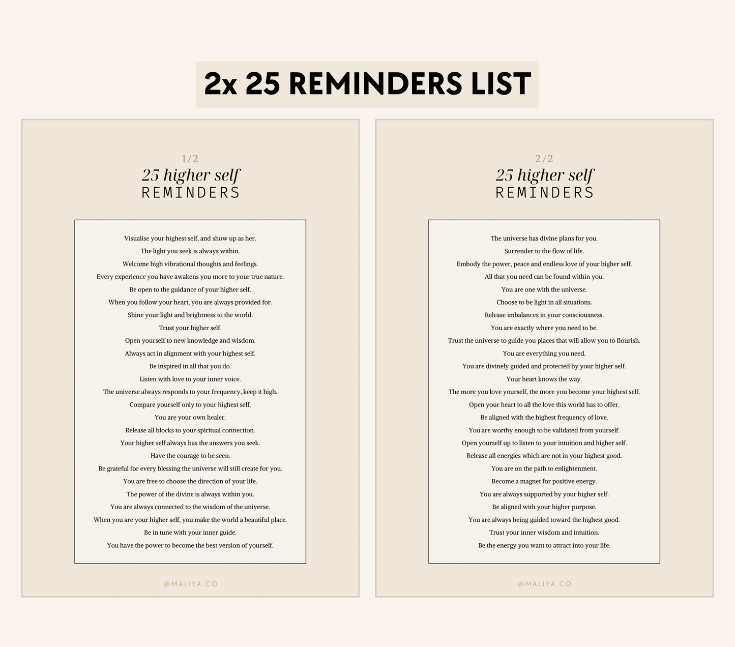 Higher Self Reminders