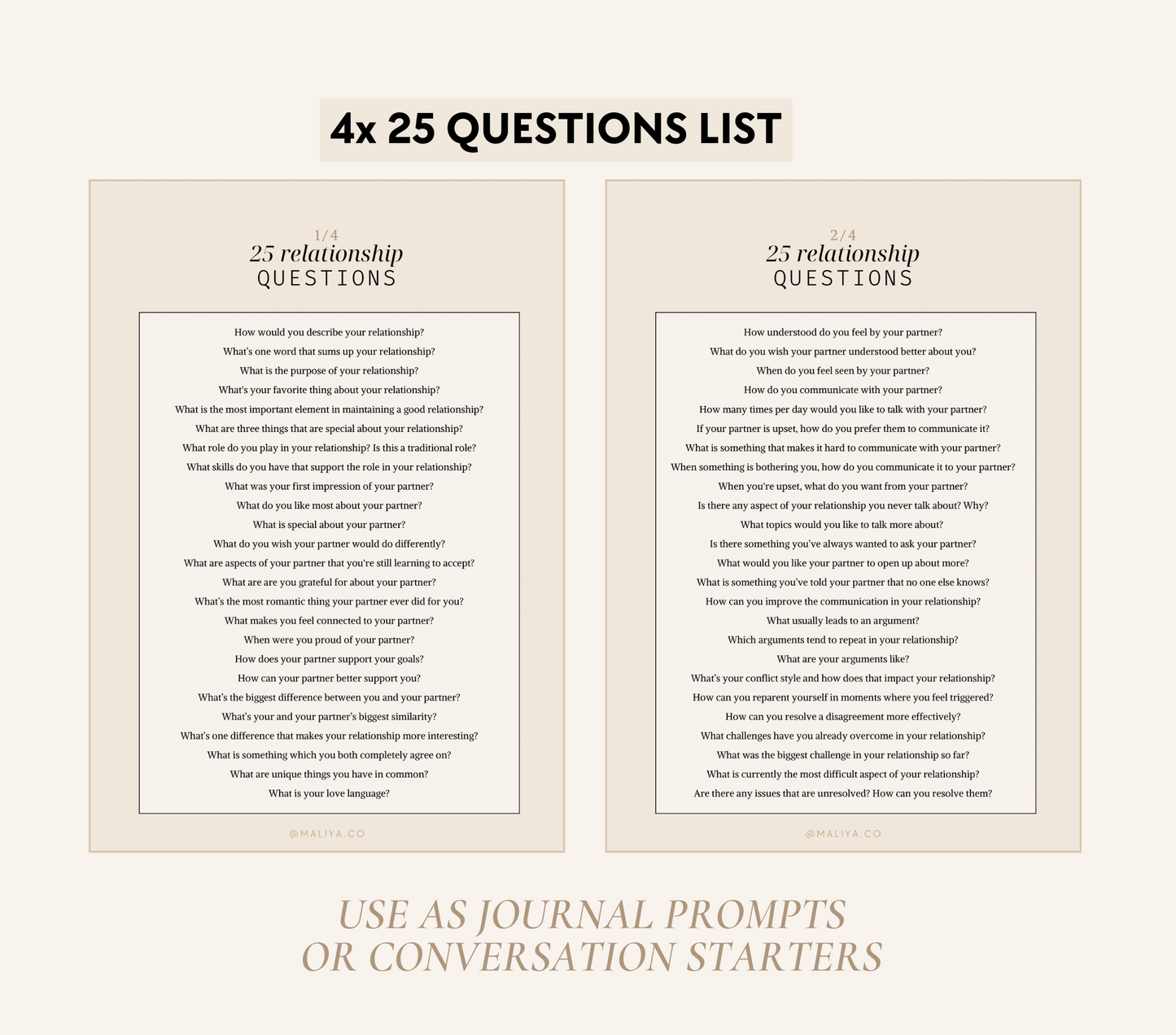 100 Relationship Question Cards