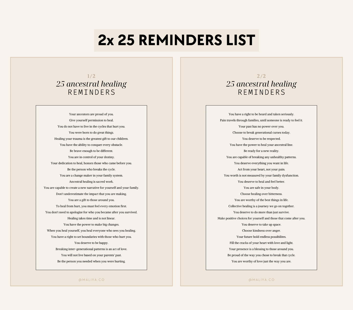 Ancestral Healing Reminders