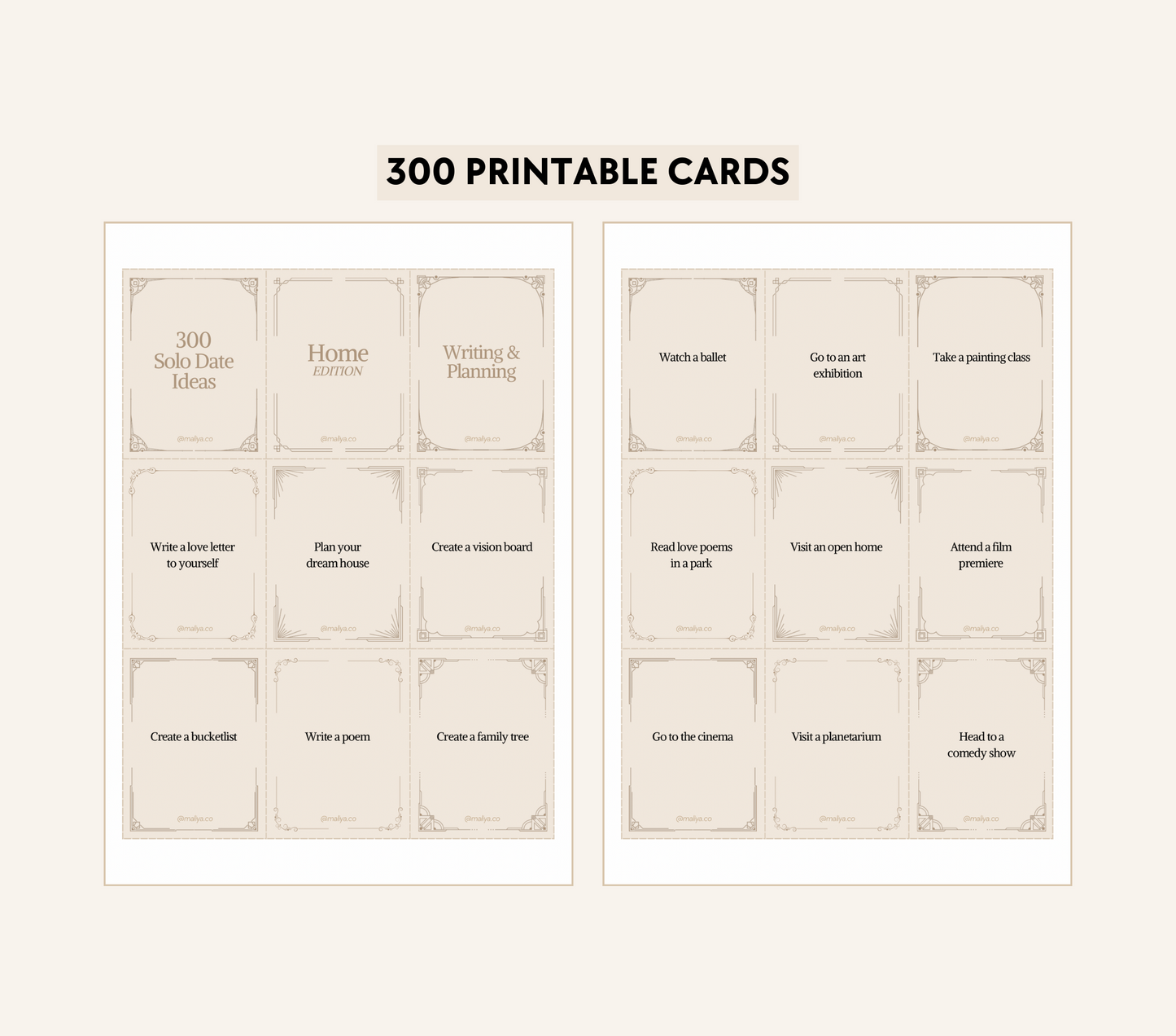 300 Solo Date Idea Cards