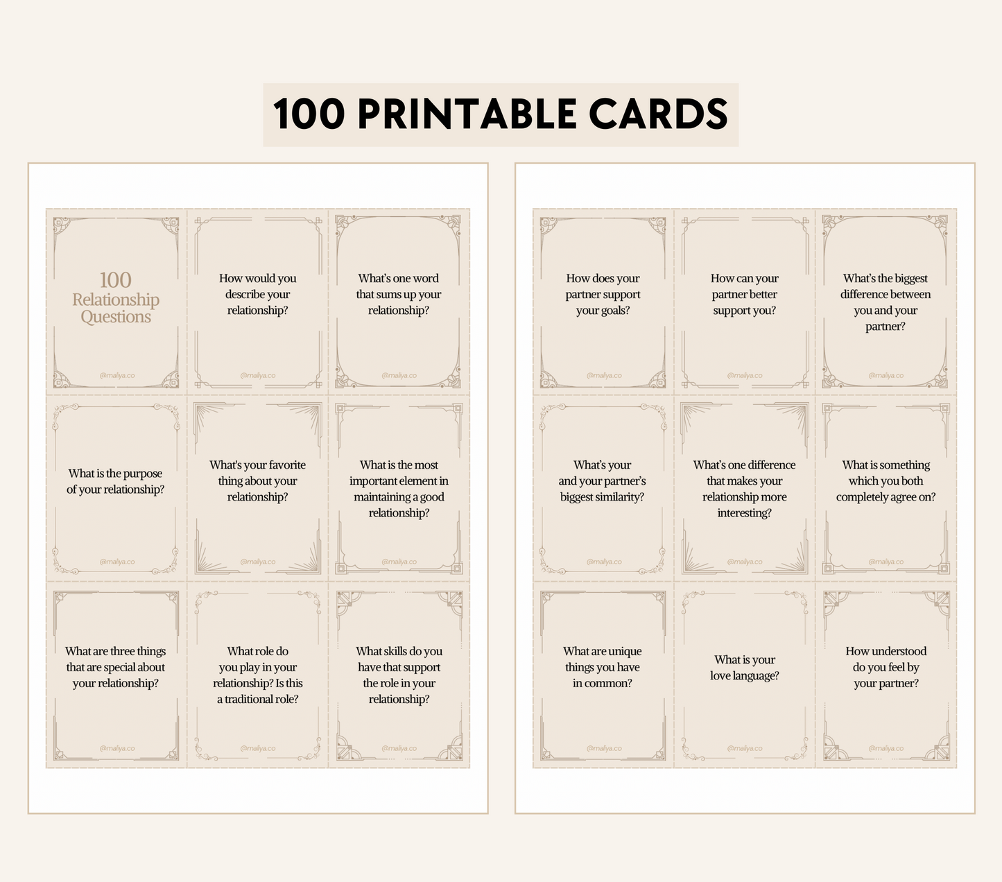 100 Relationship Question Cards
